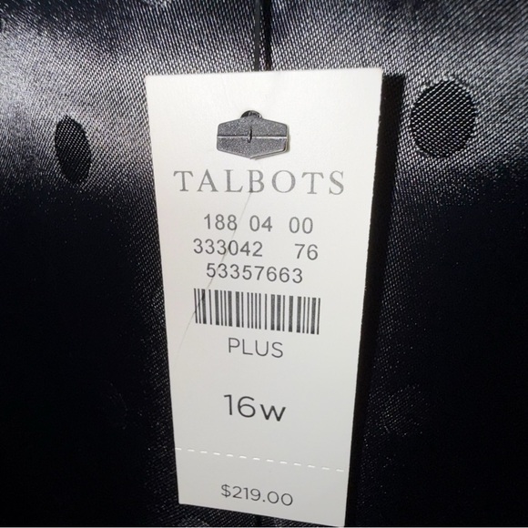 NWT TALBOTS STRETCH CREPE TUXEDO BLAZER - Black Velvet 16W - Picture 16 of 16